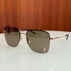 Authentic Saint Laurent SL 312 M 003 Square Gold Sunglasses